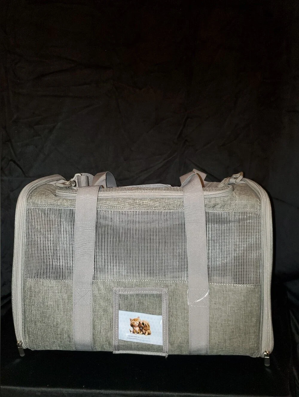 Neutral Gray Soft-Sided Pet Carrier with Mesh Panels NWOT